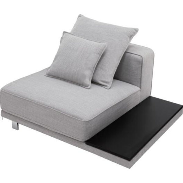 أريكة بمقعد واحد من القماش المتوسط ​​+ طاولة شاي (رمادي سحابي فضي)