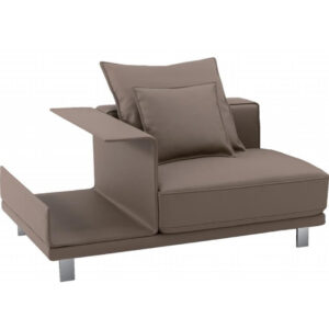 أريكة جلدية واسعة بمقعد واحد مع مساحة تخزين (قهوة مثلجة)