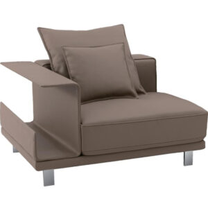 أريكة جلدية ضيقة بمقعد واحد مع تخزين (قهوة مثلجة)