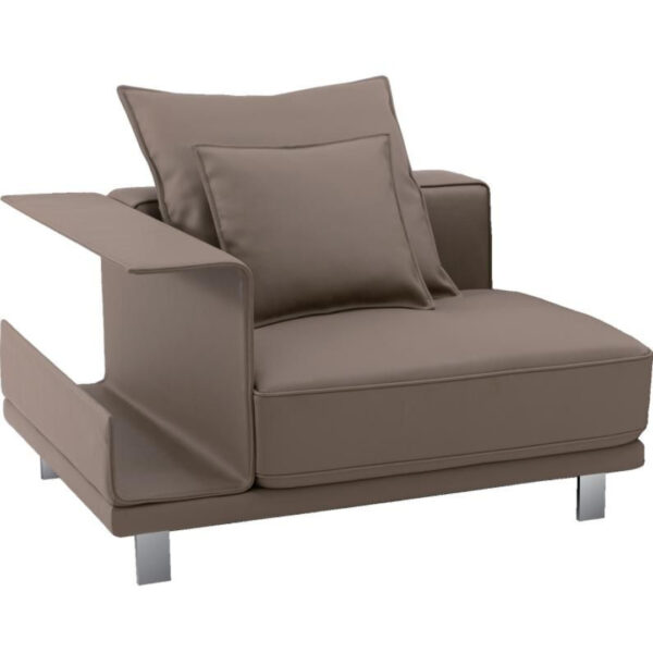 أريكة جلدية ضيقة بمقعد واحد مع تخزين (قهوة مثلجة)