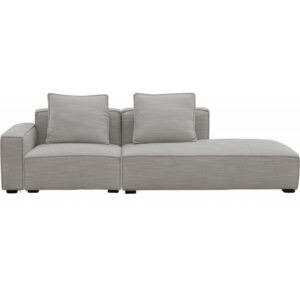 أريكة فنية من الكتان القطني بمقعدين مع مسند ذراع (فضي، بيج)