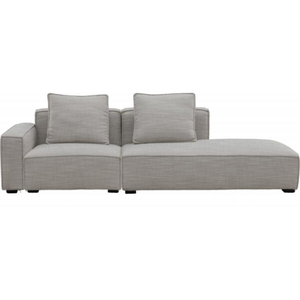 أريكة فنية من الكتان القطني بمقعدين مع مسند ذراع (فضي، بيج)