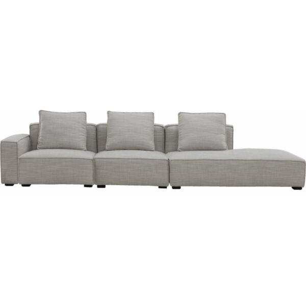 كنبة فنية من الكتان القطني، مقعد واحد + مقعدين، مع مسند ذراع (فضي، بيج)