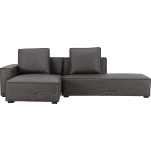 أريكة جلدية بمقعدين + أريكة أميرة (بني رمادي)