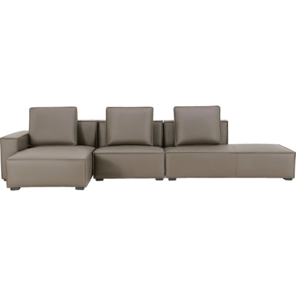 كنبة جلدية بمقعدين + كنبة مفردة + كنبة أميرة (لون كاكي رماد)