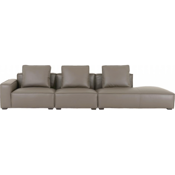 مسند ذراع أريكة جلدية بمقعد واحد أو مقعدين (لون كاكي رماد)