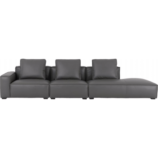 كنبة جلدية بمقعد واحد أو مقعدين مع مسند ذراع (بني رمادي)