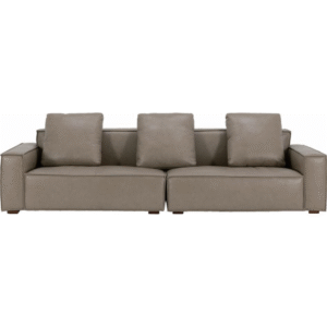 أريكة جلدية بثلاثة مقاعد (لون كاكي رماد)