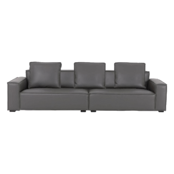 أريكة جلدية صغيرة بثلاثة مقاعد (بني رمادي)