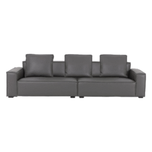 أريكة جلدية بثلاثة مقاعد (بني رمادي)