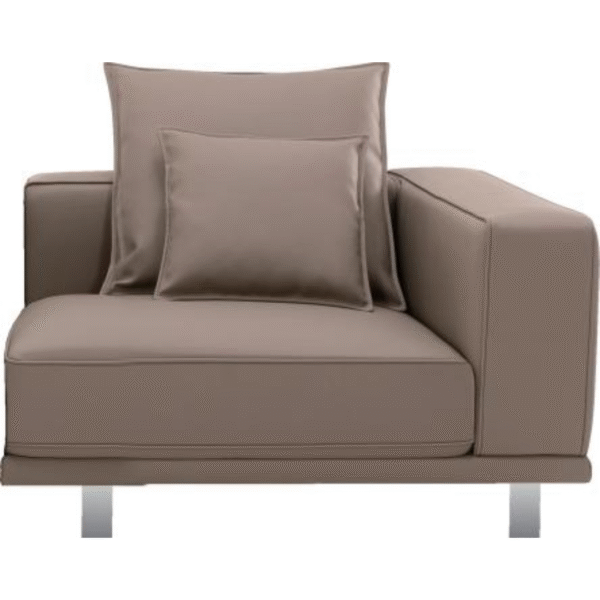 أريكة جلدية بمقعد واحد ومسند للذراعين (لون القهوة)