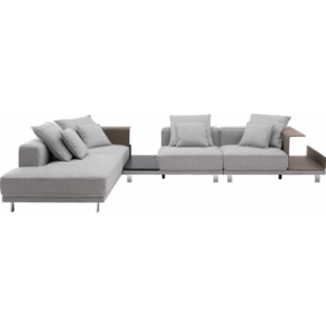 كنبة قماشية ضيقة بثلاثة مقاعد، قابلة للتخزين، على شكل حرف L + كنبة أميرة (رمادي سحابي فضي)