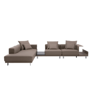 كنبة جلدية بثلاثة مقاعد مع مساحة تخزين ضيقة (برنسيس) (قهوة مثلجة)