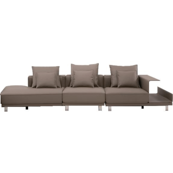 p17_74 كنبة جلدية ضيقة بأربعة مقاعد (قهوة مثلجة)