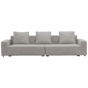 أريكة فنية بثلاثة مقاعد من الكتان القطني (فضي، بيج سحابي)