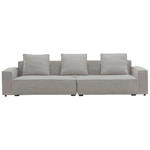 أريكة صغيرة بثلاثة مقاعد، مصنوعة من قماش الكتان القطني (فضي، بيج)