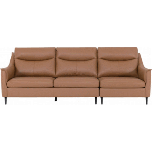 أريكة جلدية بثلاثة مقاعد (برتقالي كهرماني)