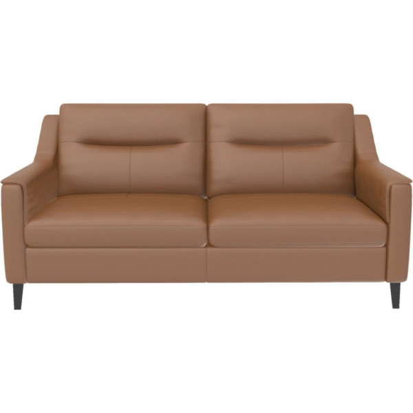 أريكة جلدية ذات مقعدين (برتقالي كهرماني)