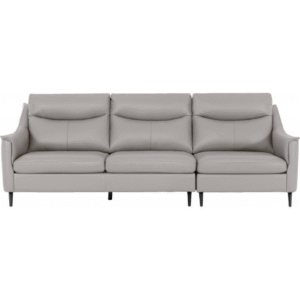 أريكة جلدية بثلاثة مقاعد (لون ظل القمر الرماد)