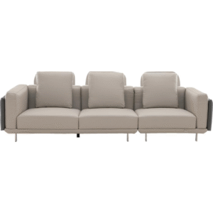 أريكة جلدية بثلاثة مقاعد (رمادي أبيض مائل للصفرة)