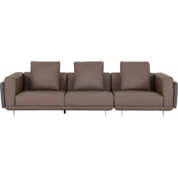 أريكة جلدية بثلاثة مقاعد (رمادي + قهوة)