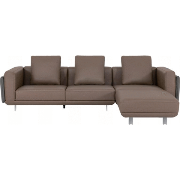 p24_110 أريكة جلدية بثلاثة مقاعد + دواسة (رمادي + قهوة)