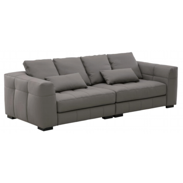 أريكة جلدية بأربعة مقاعد (رمادي رصاصي)