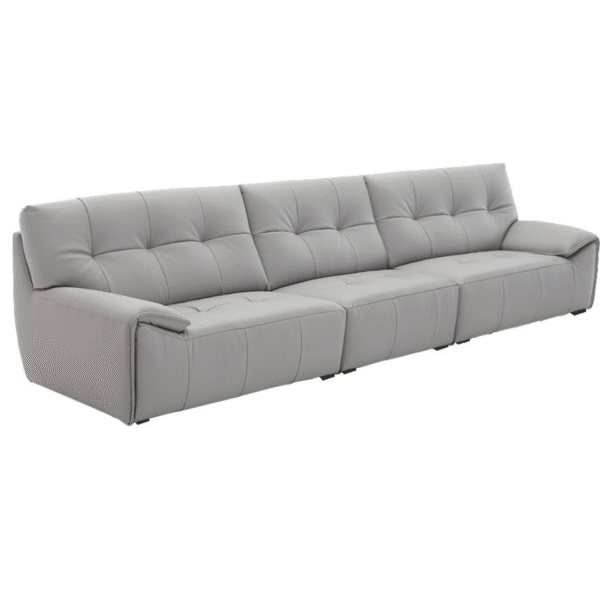 أريكة جلدية بأربعة مقاعد (رمادي فاتح)