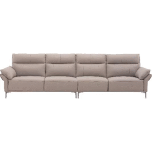 أريكة جلدية بأربعة مقاعد (شاي بني فاتح)