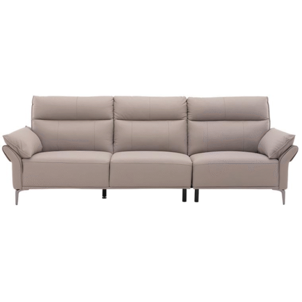 أريكة جلدية صغيرة بثلاثة مقاعد (شاي بني فاتح)