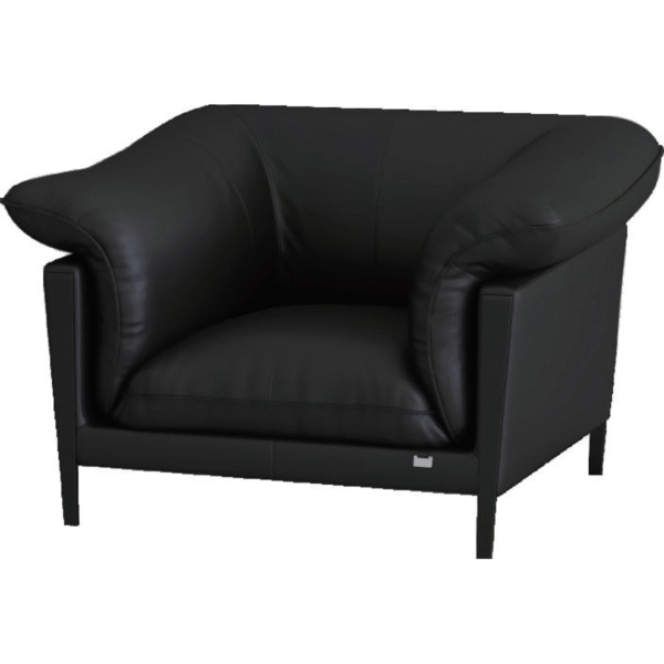 أريكة جلدية بمقعد واحد (أسود أوبسيديان)