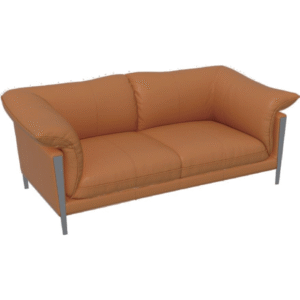أريكة جلدية ذات مقعدين (برتقالي دافئ)